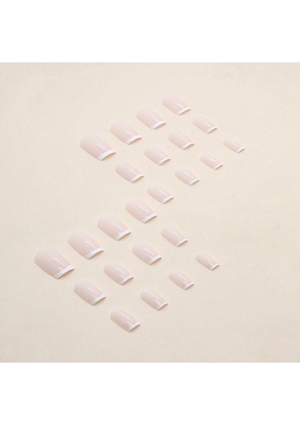 Açık Beyaz French Düz Kesim Takma Tırnak Seti (24 Adet) modelleri