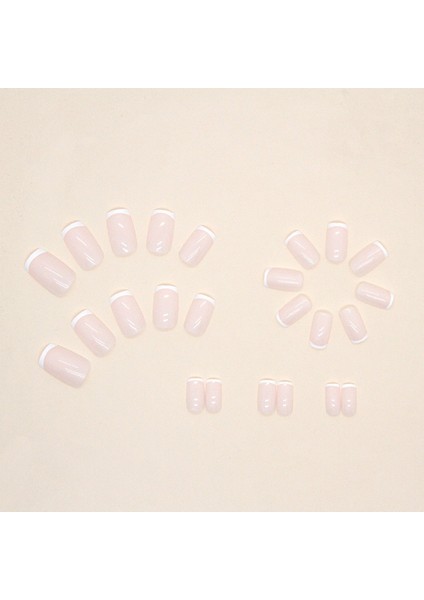 Açık Beyaz French Düz Kesim Takma Tırnak Seti (24 Adet) fırsatları