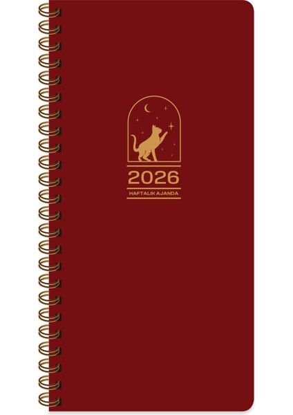 Keskin 2026-8*16 Haftalık Spiralli Cep Ajandası - Bordo