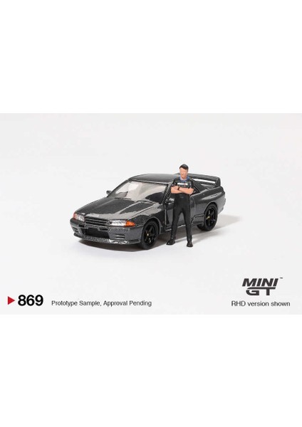 1:64 Nissan Skyline Gt-R R32 Gunmetal + Tsugio Matsuda Figür (869) Diecast Model Araba fırsatları