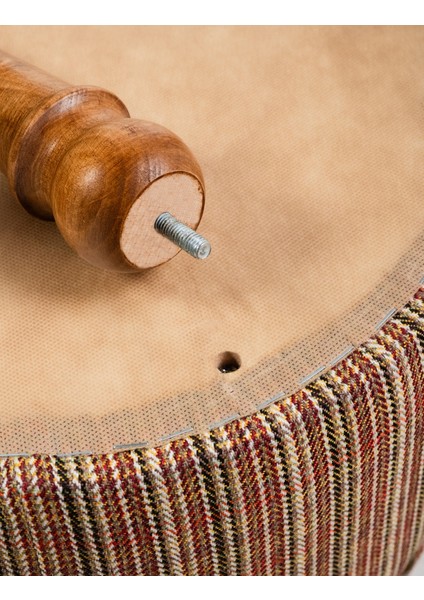 Saga Nostajik Ekose Ahşap Ayaklı Puf