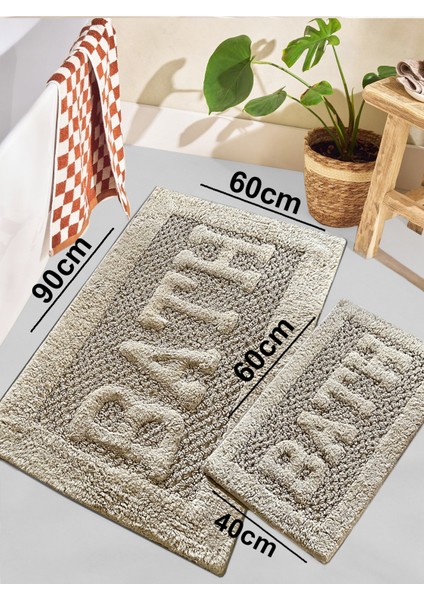 Rueso Bej 2li %100 Pamuklu Banyo Paspas Seti modelleri