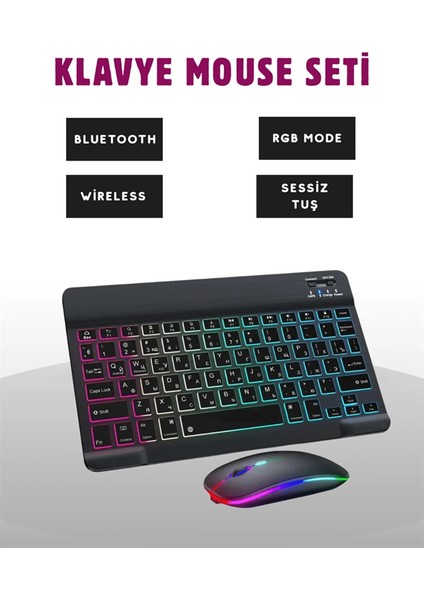 Türkçe Q Klavye Düzenli Rgb Kablosuz Klavye Mouse Set fiyatları