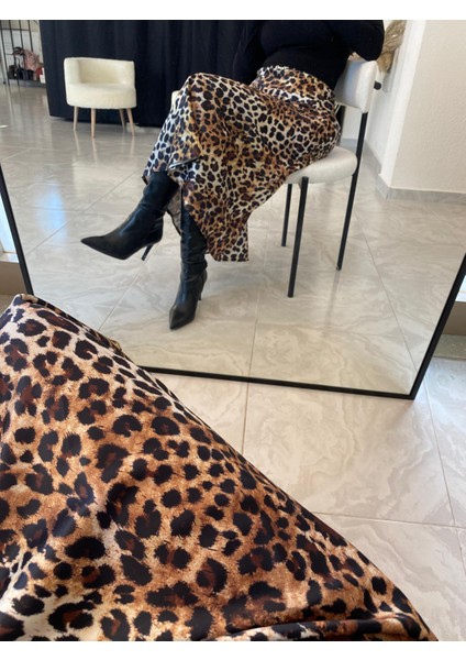 Leopar Desenli Saten Etek fiyatları