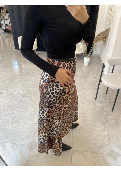 Leopar Desenli Saten Etek modelleri