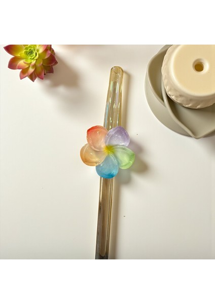 Cam Pipet Renkli Çiçek 1 Adet