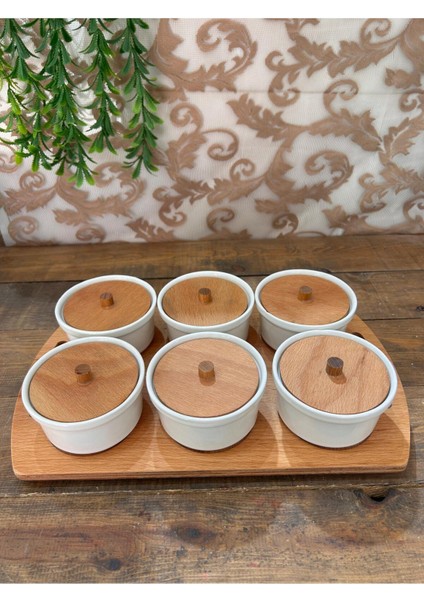 Ahşap Tepsili Yuvarlak Kahvaltılık 6 Lı modelleri