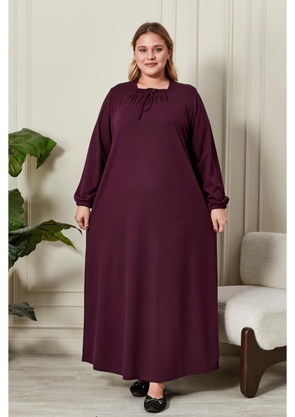 Kadın Büyük Beden Kare Yaka Elbise