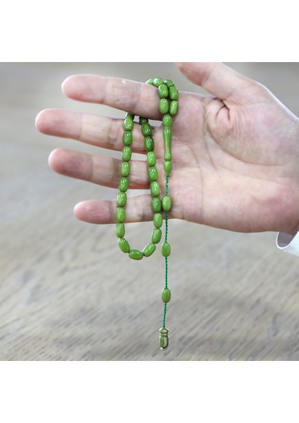 Sistemli Özel Kesim Orman Yeşili Sıkma Kehribar Tesbih modelleri