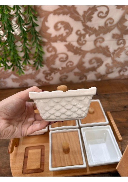 Ahşap Tepsili Kahvaltılık Kare 6 Lı fiyatları