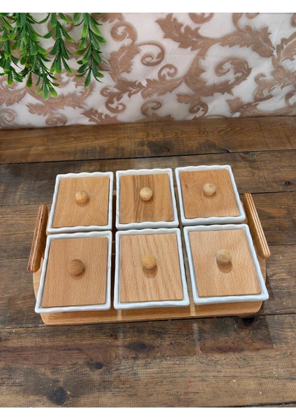 Ahşap Tepsili Kahvaltılık Kare 6 Lı modelleri
