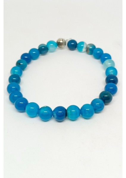 Mavi Akik Doğal Taşlı Bileklik