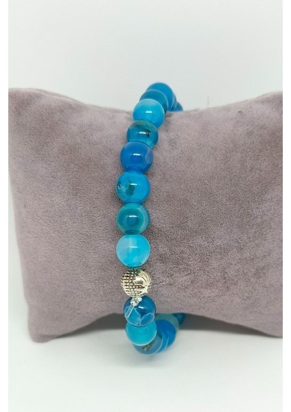 Mavi Akik Doğal Taşlı Bileklik modelleri