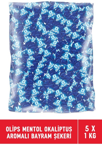 Olips Mentol Okaliptus Aromalı Naneli Bayram Şekeri 1 kg x 5 Adet