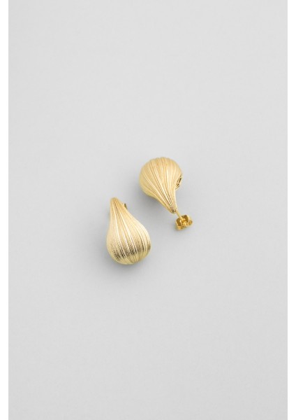 Mirena Damla 18 Ayar Sarı Altın Kaplama Gümüş Küpe