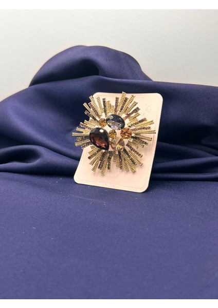 Işıltılı Kristal Taşlı Güneş Patlaması Broş Yaka Iğnesi