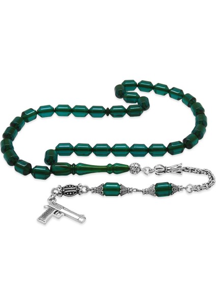 Kararmaz Metal Arnavut Püsküllü Uçlu Kapsül Kesim Şeffaf Turkuaz Ateş Kehribar Tesbih