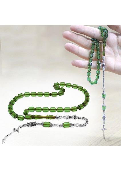 Kararmaz Metal Arnavut Püsküllü Uçlu Kapsül Kesim Su Yeşili Ateş Kehribar Tesbih fiyatları