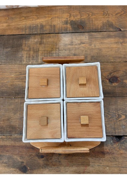 Ahşap Tepsili Kare Kahvaltılık 4 Lü fırsatları