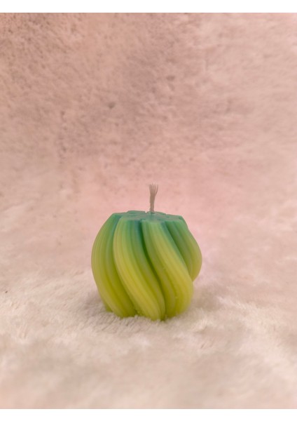 Dalga Desenli Dekoratif Mum, Tek Renk