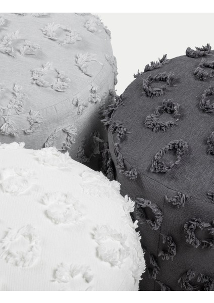 Astrid Dokuma Puf - Beyaz