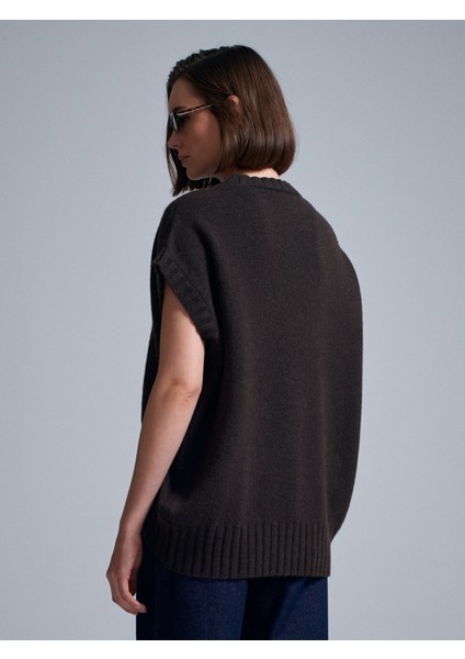 10839 Yün Karışımlı Oversize Süveter-Kahve fiyatları