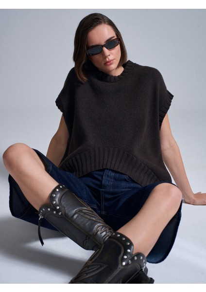 10839 Yün Karışımlı Oversize Süveter-Kahve modelleri