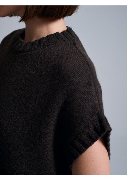 10839 Yün Karışımlı Oversize Süveter-Kahve fırsatları