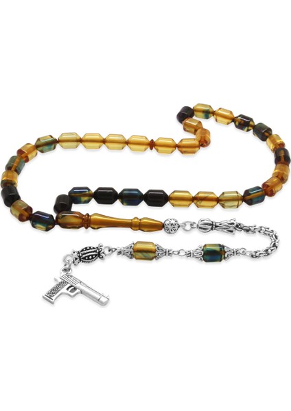 Kararmaz Metal Arnavut Püsküllü Uçlu Kapsül Kesim Mavi Beyaz Ateş Kehribar Tesbih