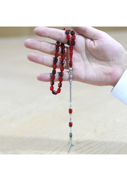 Kararmaz Metal Arnavut Püsküllü Uçlu Kapsül Kesim Kırmızı Siyah Ateş Kehribar Tesbih modelleri