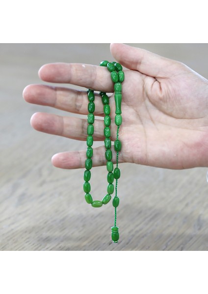 Sistemli Özel Kesim Zümrüt Yeşil Sıkma Kehribar Tesbih modelleri