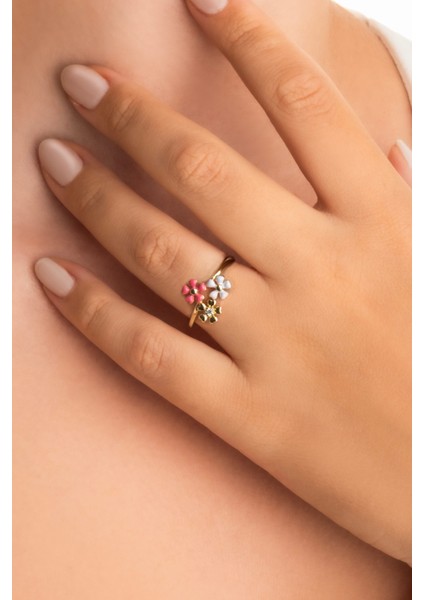 Sevilla Çiçeği 18 Ayar Sarı Altın Kaplama Gümüş Ayarlanabilir Yüzük fiyatları