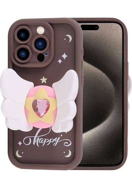 Spia Apple iPhone 15 Pro Kılıf Kamera Korumalı Figür Tasarımlı Spıa Kapya Kapak-Pembe Açık fiyatları