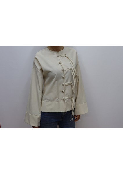 Terrycotton Kumaş Etek Üstü Fiyonklu Dar-Slim Kalıp Ispanyol Kol Kadın Gömlek fırsatları