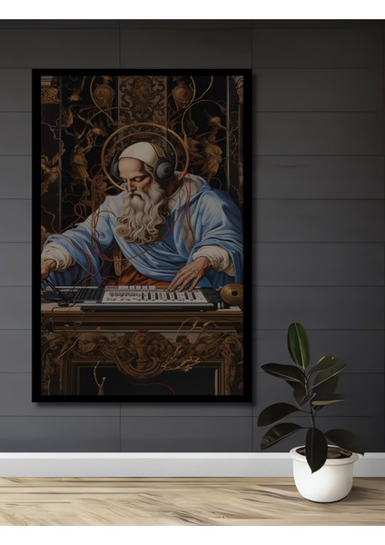 Sankt Müzisyen Yağlı Boya Görünümlü Dekoratif Ahşap Tablo Dikdörtgen Tablo fiyatları