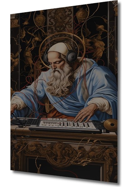 Sankt Müzisyen Yağlı Boya Görünümlü Dekoratif Ahşap Tablo Dikdörtgen Tablo modelleri