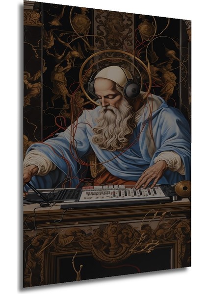 Sankt Müzisyen Yağlı Boya Görünümlü Dekoratif Ahşap Tablo Dikdörtgen Tablo fırsatları