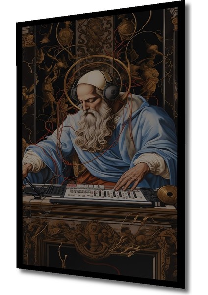 Sankt Müzisyen Yağlı Boya Görünümlü Dekoratif Ahşap Tablo Dikdörtgen Tablo indirimleri