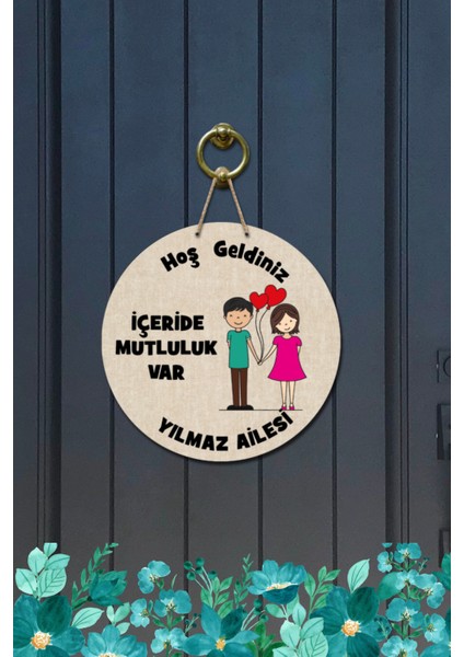 Kapı Süsü Kırmızı Kalpli Balon Ahşap Baskı Kişiye Özel Tasarım modelleri