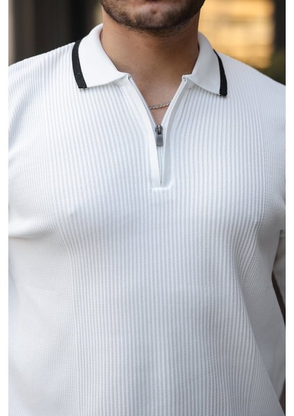 Erkek Yakaları Çizgi Detaylı Selanik Örme Triko modelleri