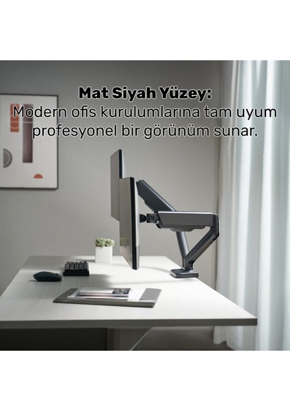 STD46024E Airgrip 17"-32" Ergonomik 360° Amortisörlü Vesa Çift Kol Monitör Tutucu fiyatları