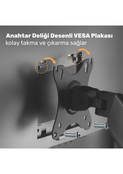 STD46024E Airgrip 17"-32" Ergonomik 360° Amortisörlü Vesa Çift Kol Monitör Tutucu indirimleri