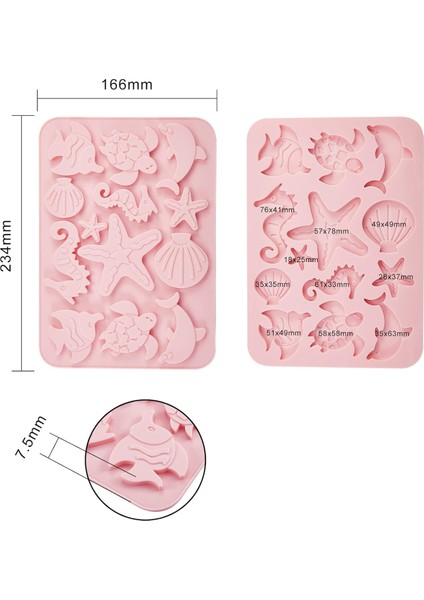 Silikon 13 Farklı Deniz Canlıları Figürleri Çikolata ve Jelibon Kalıbı modelleri
