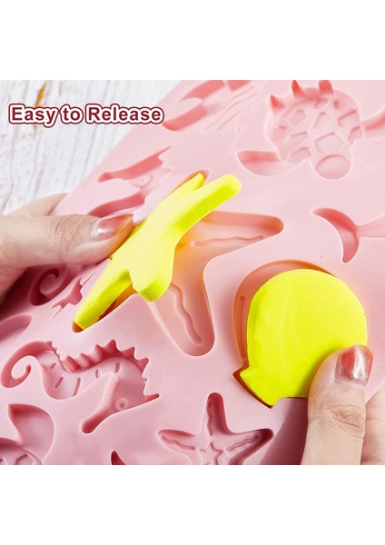 Silikon 13 Farklı Deniz Canlıları Figürleri Çikolata ve Jelibon Kalıbı fırsatları