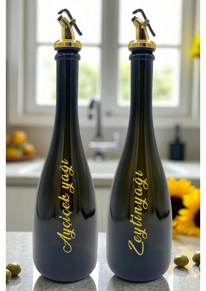 Amber Renk Kabartma Baskılı 750 ml Cam Yağdanlık Şişe 2'li Sofra Mutfak Sunum Sosluk fiyatları