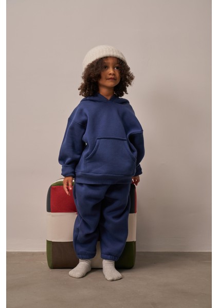 Lacivert Çocuk Kanguru Cepli Oversize Eşofman Takımı fiyatları