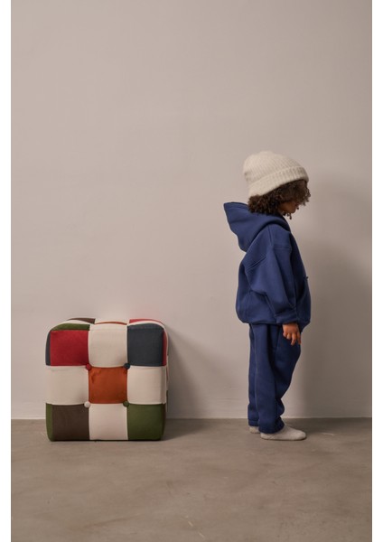 Lacivert Çocuk Kanguru Cepli Oversize Eşofman Takımı