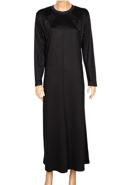 Elele Kadın Alice Büyük Beden Nervürlü Taşlı Boydan Siyah Elbise fiyatları