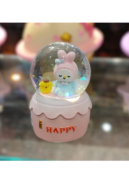 Kuromi,melody,cinnemorol Figürlü Küçük Boy Işıklı Kar Küresi (7 Cm)
