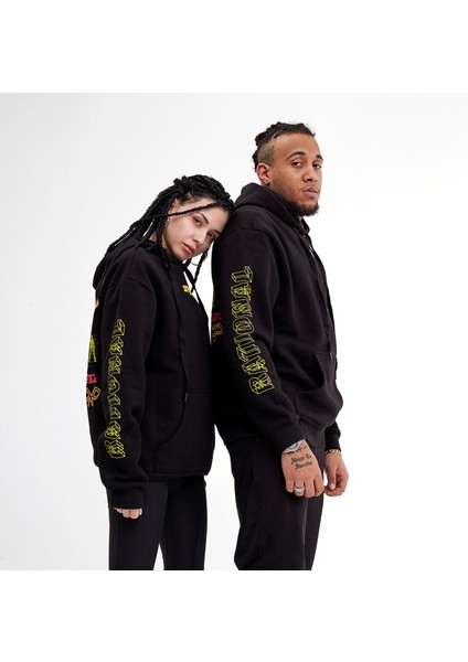 Rational Animals Siyah Regular Fit Kapüşonlu Hoodie Sweatshirt modelleri